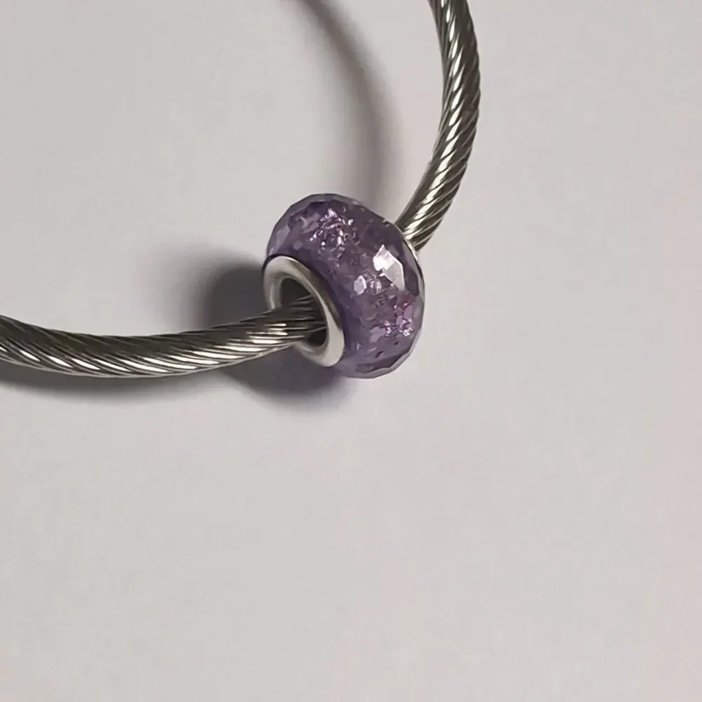 Purple Sparkly Charm‎ for Pandora Style Bracelet